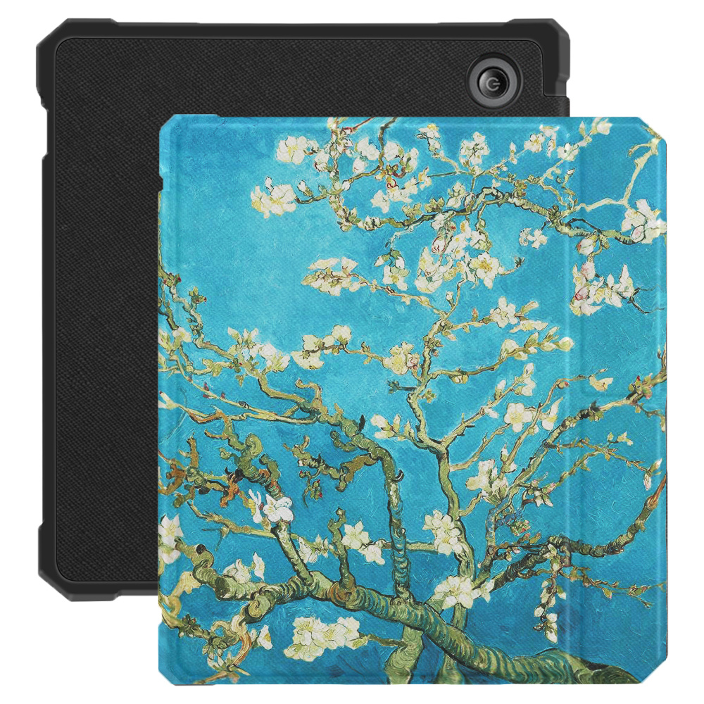 Kobo Libra 2 (7 inch) Vegan saffiano leren sleepcover hoes Van Gogh Amandelbloesem