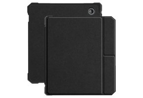 Lunso - Kobo Libra 2 (7 inch) - Vegan saffiano leren sleepcover hoes - Zwart