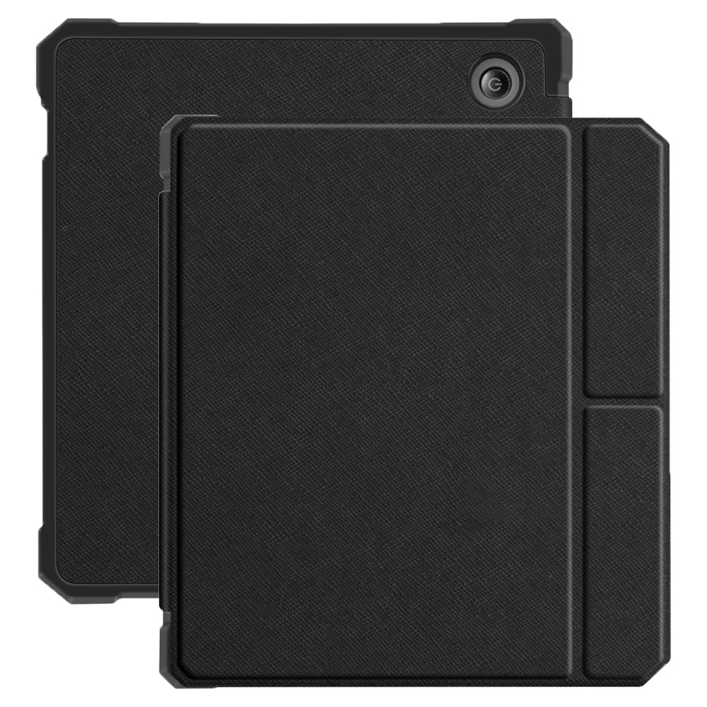 Kobo Libra 2 (7 inch) Vegan saffiano leren sleepcover hoes Zwart