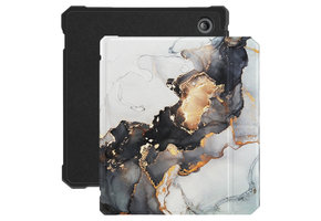 Lunso - Kobo Libra 2 (7 inch) - Vegan saffiano leren sleepcover hoes - Marble Magnus