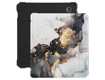 Lunso - Kobo Libra 2 (7 inch) - Vegan saffiano leren sleepcover hoes - Marble Magnus