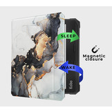 Kobo Libra 2 (7 inch) Vegan saffiano leren sleepcover hoes Marble Magnus