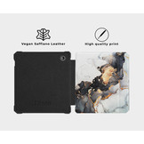 Kobo Libra 2 (7 inch) Vegan saffiano leren sleepcover hoes Marble Magnus