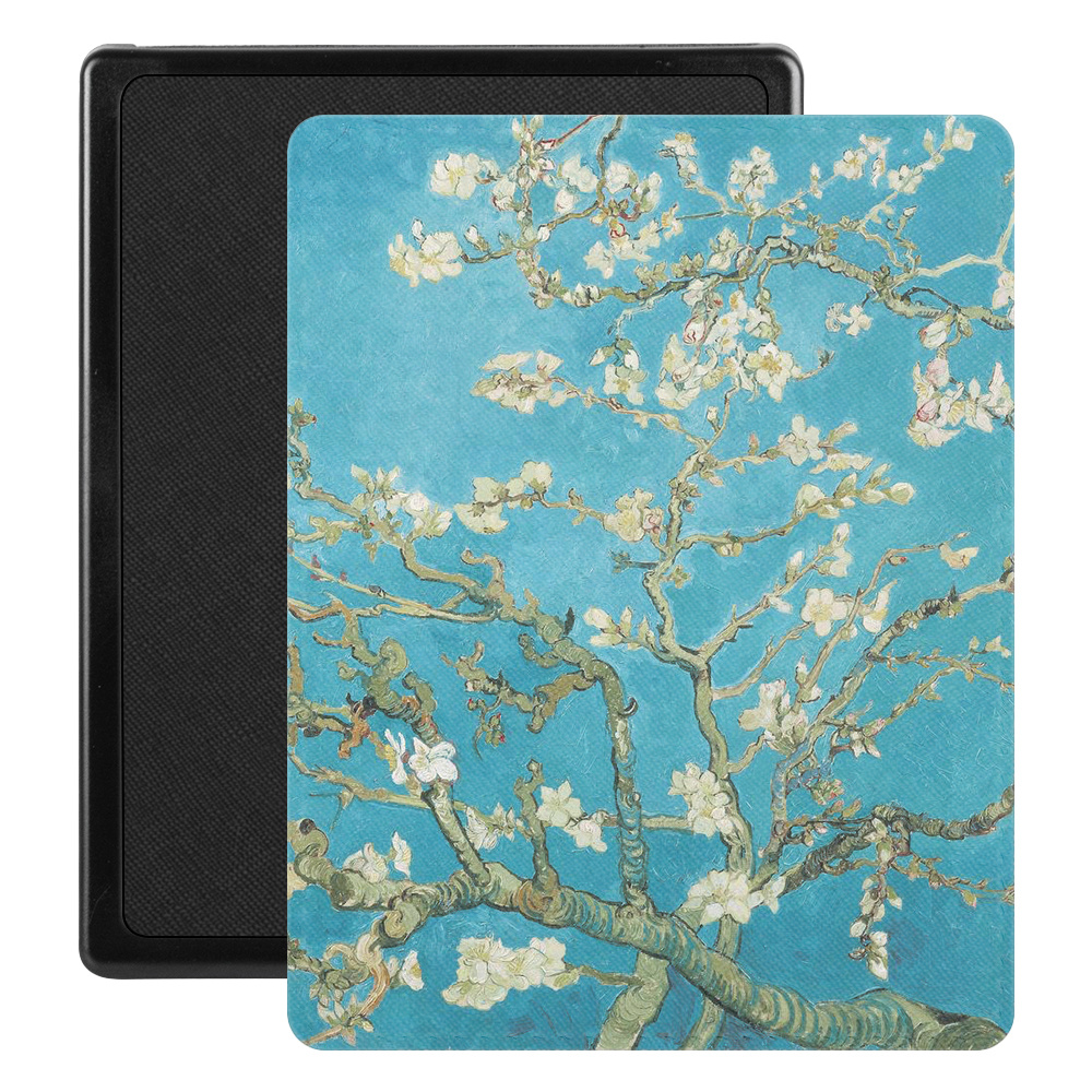 Kobo Aura edition 1 (6 inch) Vegan saffiano leren sleepcover hoes Van Gogh Amandelbloesem
