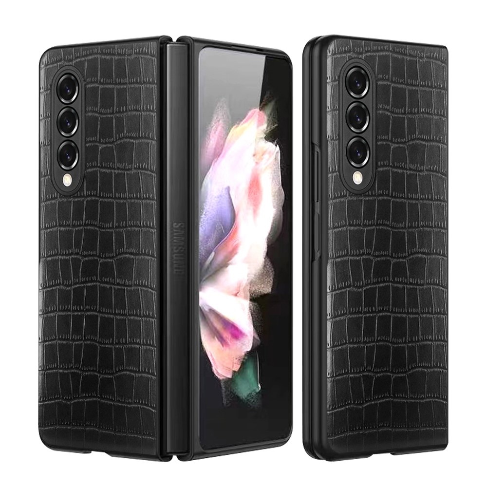 Samsung Galaxy Z Fold3 Croco patroon cover hoes Zwart