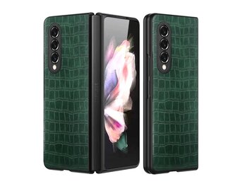 Lunso - Croco patroon cover hoes - Samsung Galaxy Z Fold3 - Groen