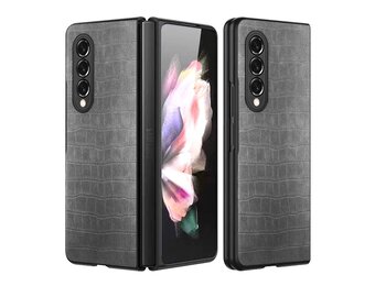 Lunso - Croco patroon cover hoes - Samsung Galaxy Z Fold3 - Grijs