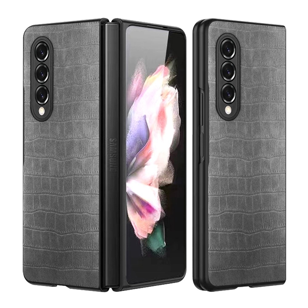 Samsung Galaxy Z Fold3 Croco patroon cover hoes Grijs