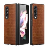 Samsung Galaxy Z Fold3 Croco patroon cover hoes Bruin
