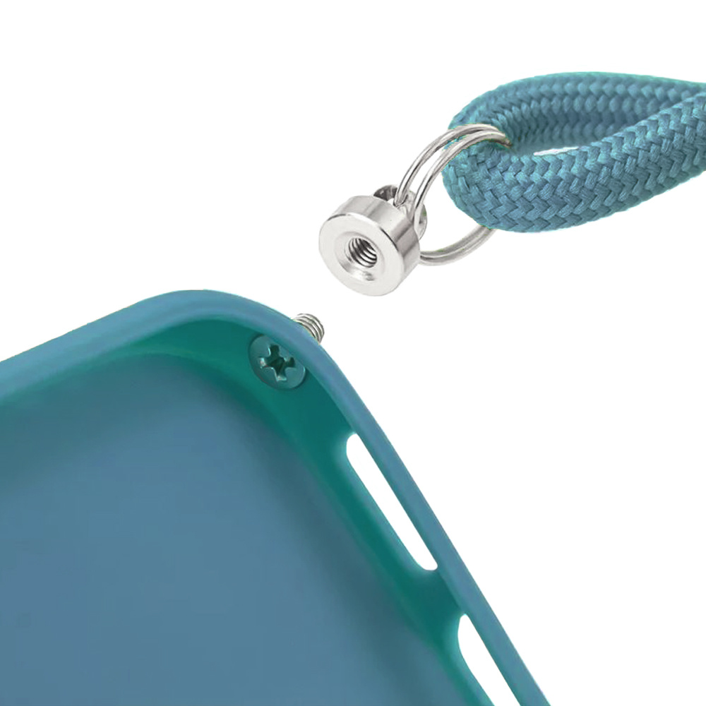 iPhone 13 Pro Max Telefoonhoes met koord + Kralenketting Blauw