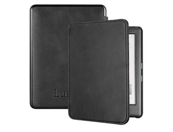 Lunso - Lederen sleepcover hoes - Kobo Glo / Glo HD / Touch 2.0 (6 inch) - Zwart