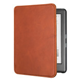 Kobo Glo, Kobo Glo HD en Kobo Touch 2.0 (6 inch) Lederen sleepcover hoes Cognac