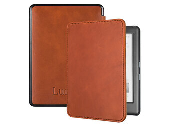 Lunso - Lederen sleepcover hoes - Kobo Glo / Glo HD / Touch 2.0 (6 inch) - Cognac