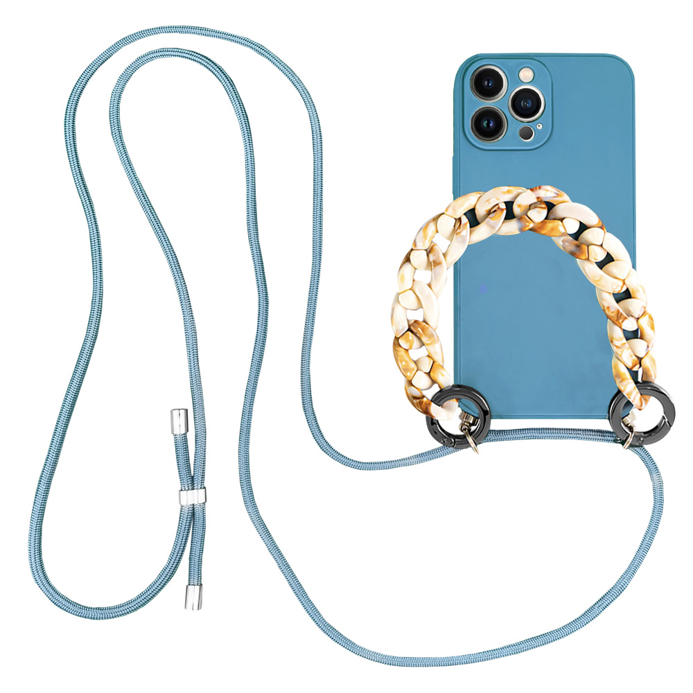 Høyde - Necklace Backcover hoes met kralen - iPhone 13 Pro Max - Blauw