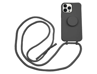 Høyde - iPhone 13 Pro Max - Telefoonhoes met koord + Socket houder - Zwart