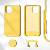 iPhone 13 Pro Max Telefoonhoes met koord en handige Socket Houder Geel