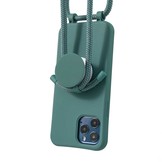 iPhone 13 Pro Max Telefoonhoes met koord en handige Socket Houder Donkergroen
