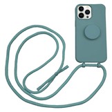 iPhone 13 Pro Max Telefoonhoes met koord en handige Socket Houder Donkergroen