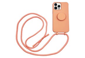 Høyde - iPhone 13 Pro Max - Telefoonhoes met koord + Socket houder - Oranje