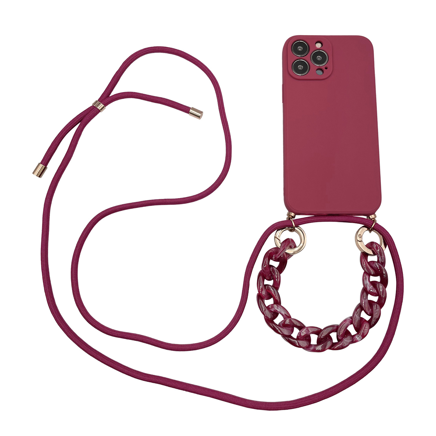 Høyde - Necklace Backcover hoes met kralen - iPhone 13 Pro - Rood
