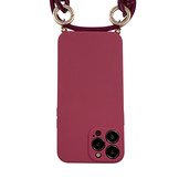 iPhone 13 Pro Telefoonhoes met koord + Kralenketting Rood