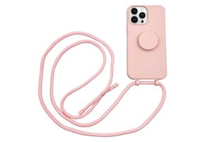 Høyde - iPhone 13 Pro - Telefoonhoes met koord + Socket houder - Roze