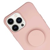iPhone 13 Pro Telefoonhoes met koord en handige Socket Houder Roze