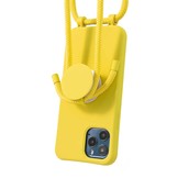 iPhone 13 Pro Telefoonhoes met koord en handige Socket Houder Geel