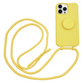 iPhone 13 Pro Telefoonhoes met koord en handige Socket Houder Geel