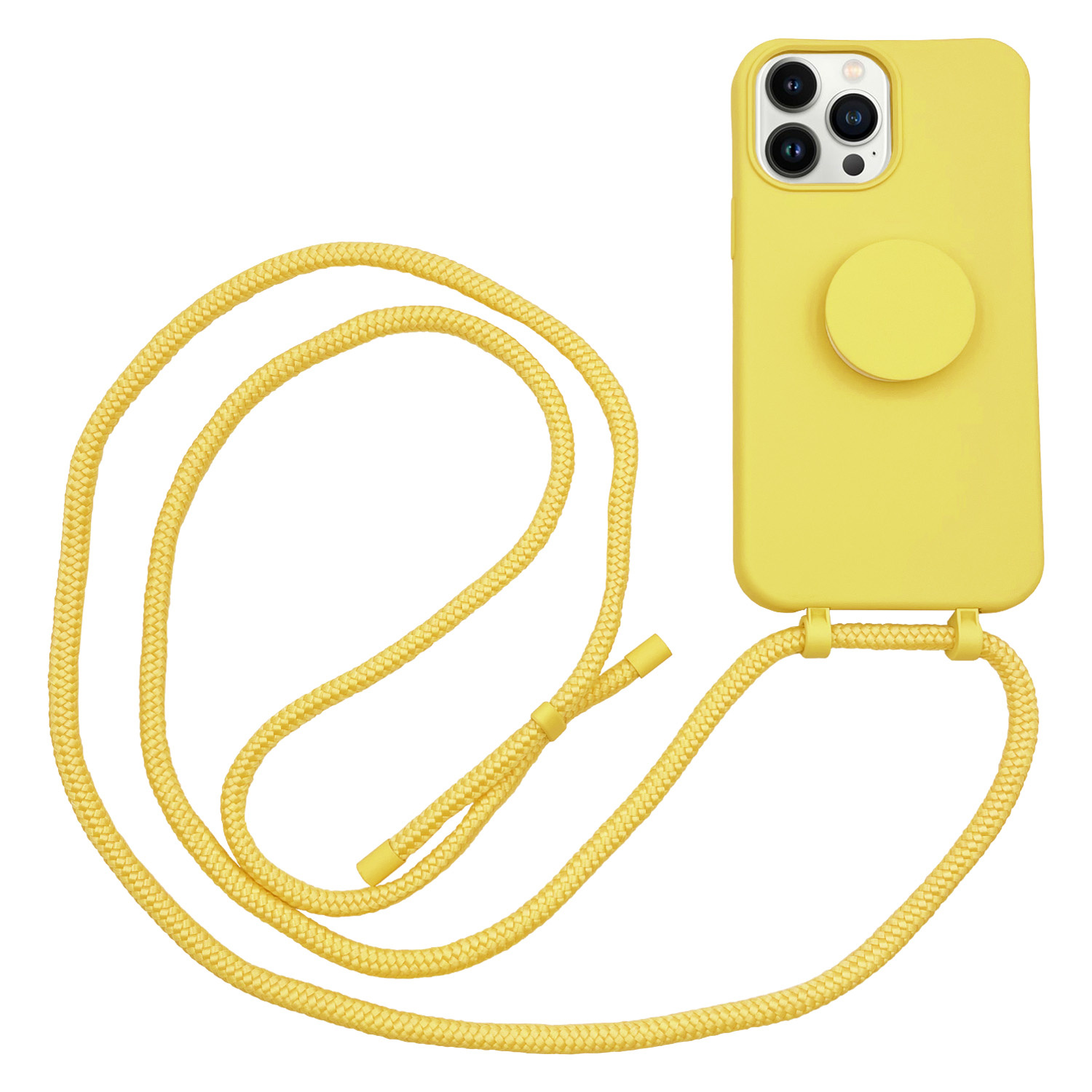 Høyde - 2 in 1 Socket houder en Necklace Backcover hoes - iPhone 13 Pro - Geel