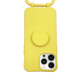 iPhone 13 Pro Telefoonhoes met koord en handige Socket Houder Geel