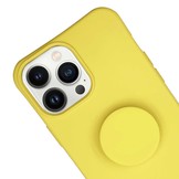 iPhone 13 Pro Telefoonhoes met koord en handige Socket Houder Geel