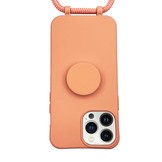 iPhone 13 Pro Telefoonhoes met koord en handige Socket Houder Oranje