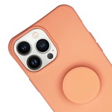 iPhone 13 Pro Telefoonhoes met koord en handige Socket Houder Oranje