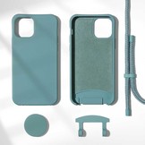 iPhone 13 Pro Telefoonhoes met koord en handige Socket Houder Donkergroen