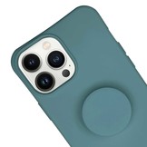 iPhone 13 Pro Telefoonhoes met koord en handige Socket Houder Donkergroen