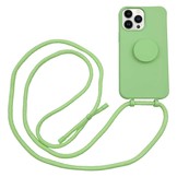 iPhone 13 Pro Telefoonhoes met koord en handige Socket Houder Lime Groen