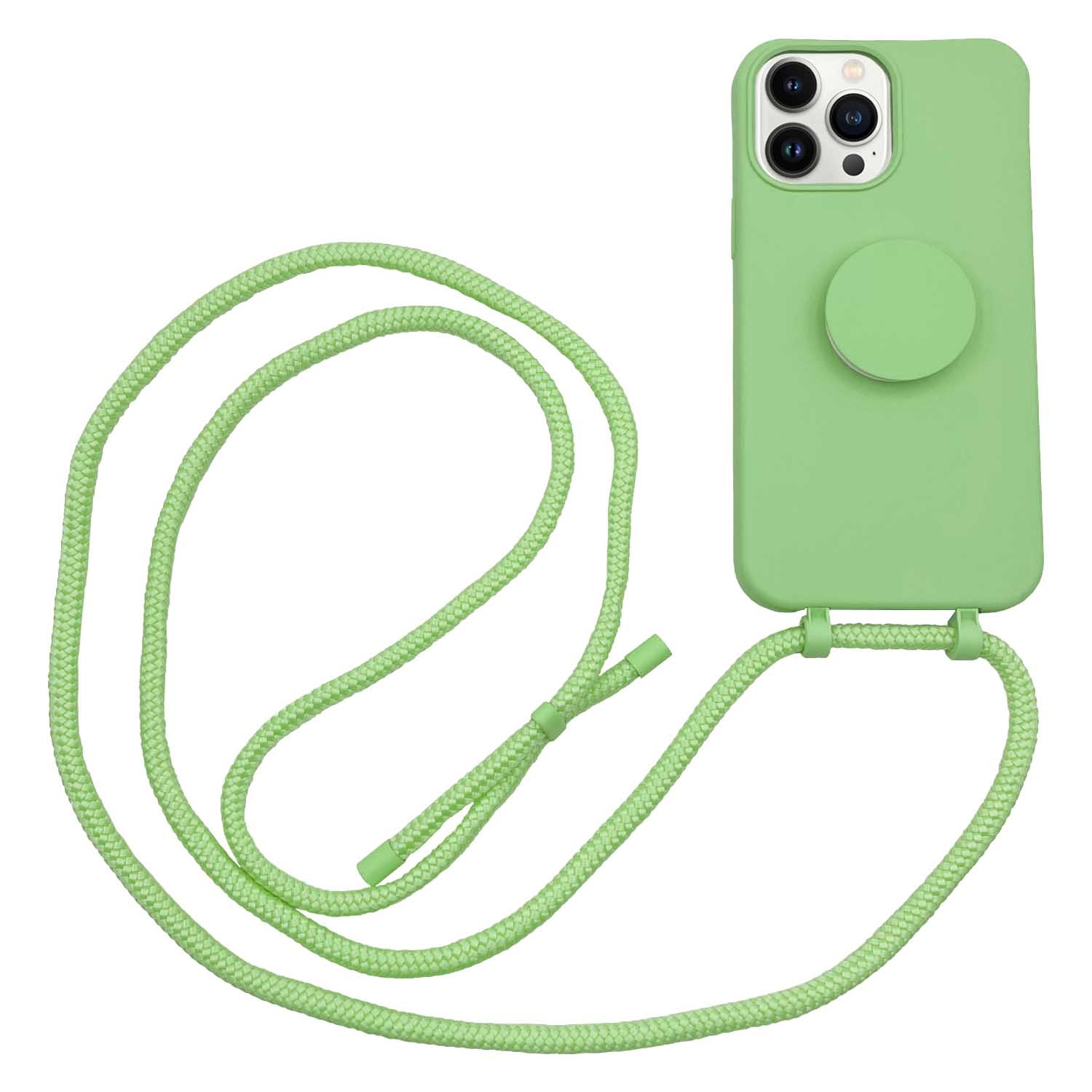 Høyde - 2 in 1 Socket houder en Necklace Backcover hoes - iPhone 13 Pro - Lime Groen
