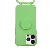 iPhone 13 Pro Telefoonhoes met koord en handige Socket Houder Lime Groen