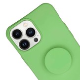 iPhone 13 Pro Telefoonhoes met koord en handige Socket Houder Lime Groen