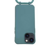 iPhone 13 Mini Telefoonhoes met koord Donkergroen