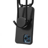 iPhone 13 Telefoonhoes met koord en handige Socket Houder Zwart