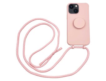 Høyde - iPhone 13 - Telefoonhoes met koord + Socket houder - Roze