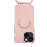 iPhone 13 Telefoonhoes met koord en handige Socket Houder Roze