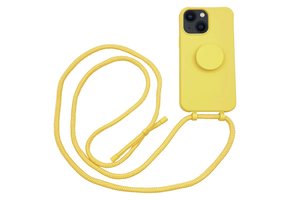 Høyde - iPhone 13 - Telefoonhoes met koord + Socket houder - Geel