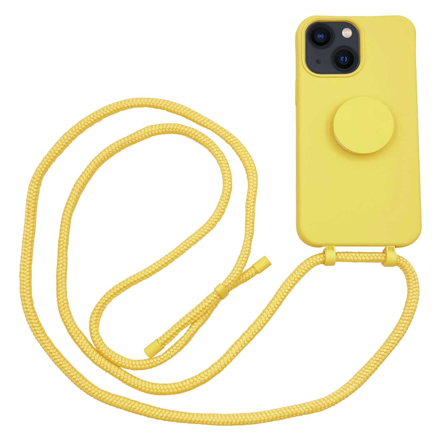 Høyde - 2 in 1 Socket houder en Necklace Backcover hoes - iPhone 13 - Geel