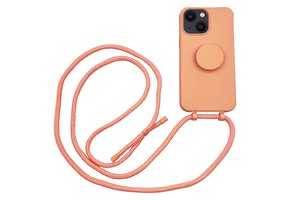 Høyde - iPhone 13 - Telefoonhoes met koord + Socket houder - Oranje