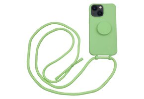 Høyde - iPhone 13 - Telefoonhoes met koord + Socket houder - Lime Groen