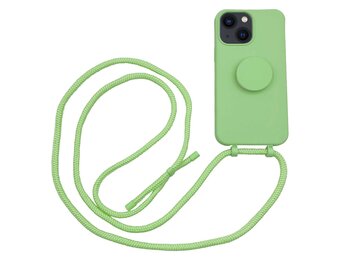 Høyde - iPhone 13 - Telefoonhoes met koord + Socket houder - Lime Groen
