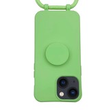iPhone 13 Telefoonhoes met koord en handige Socket Houder Lime Groen